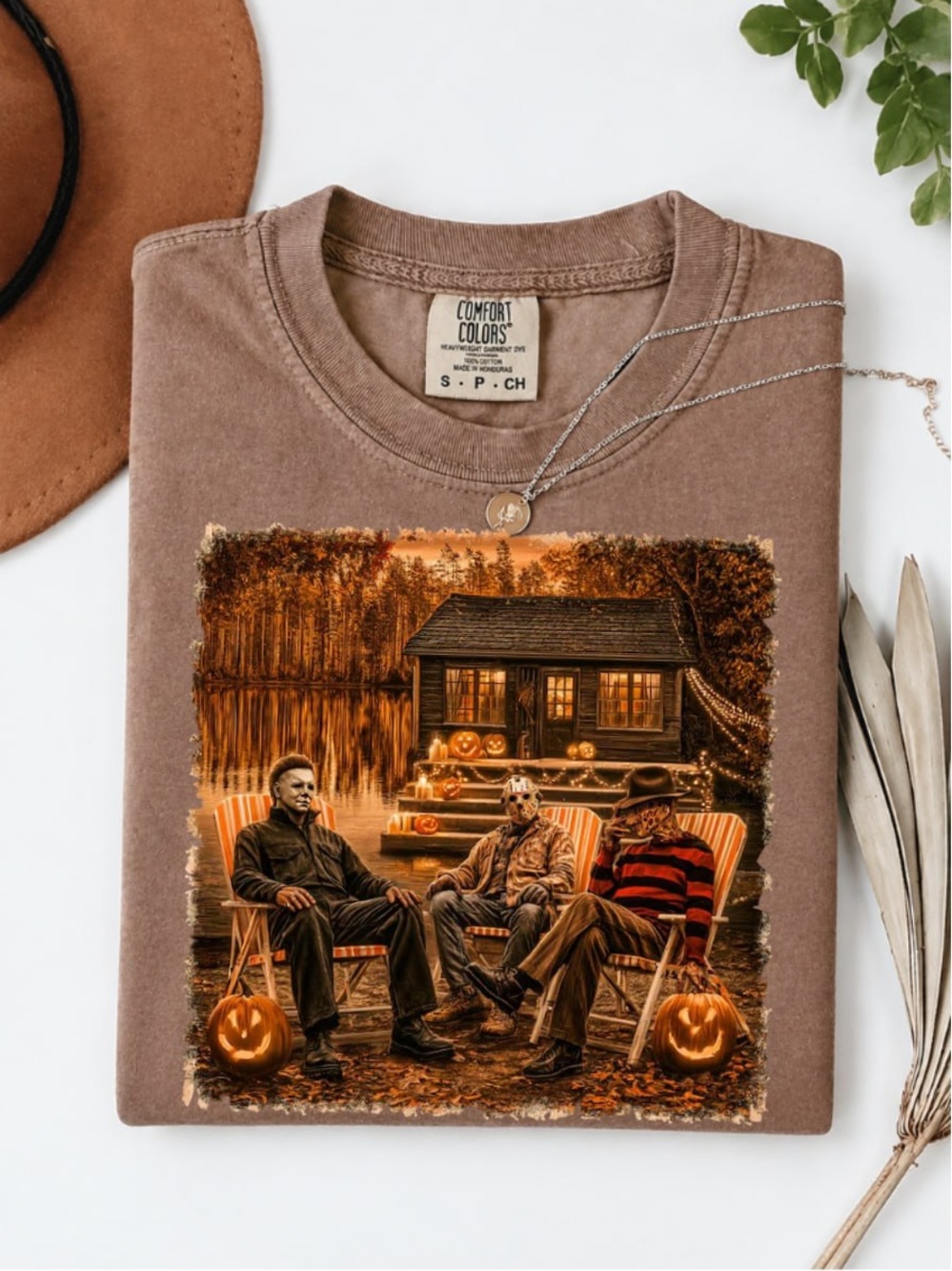 Comfort Colors Espresso Halloween Cabin Graphic Tee